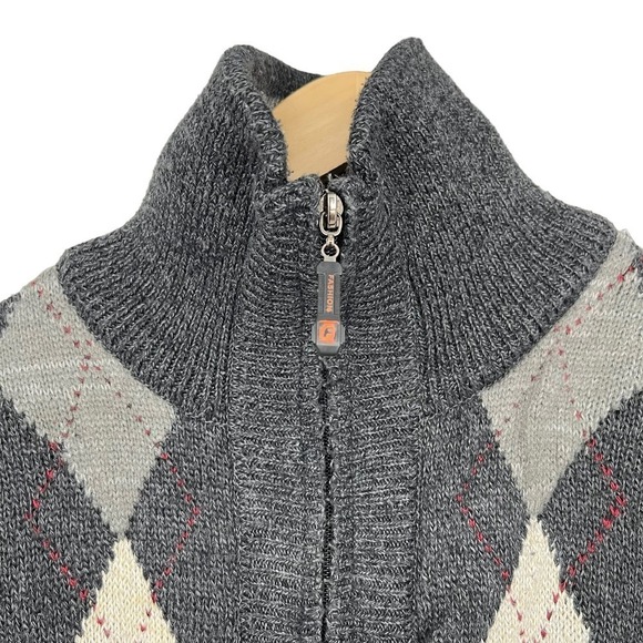 Vintage Sweater Pronti Argyle Gray High Neck‎ 1/4 Zip Men’s 3X - Picture 5 of 10
